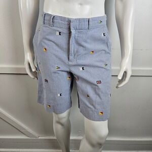 Rugby Ralph Lauren Maritime Seersucker Flag Embroidered Shorts Size 30